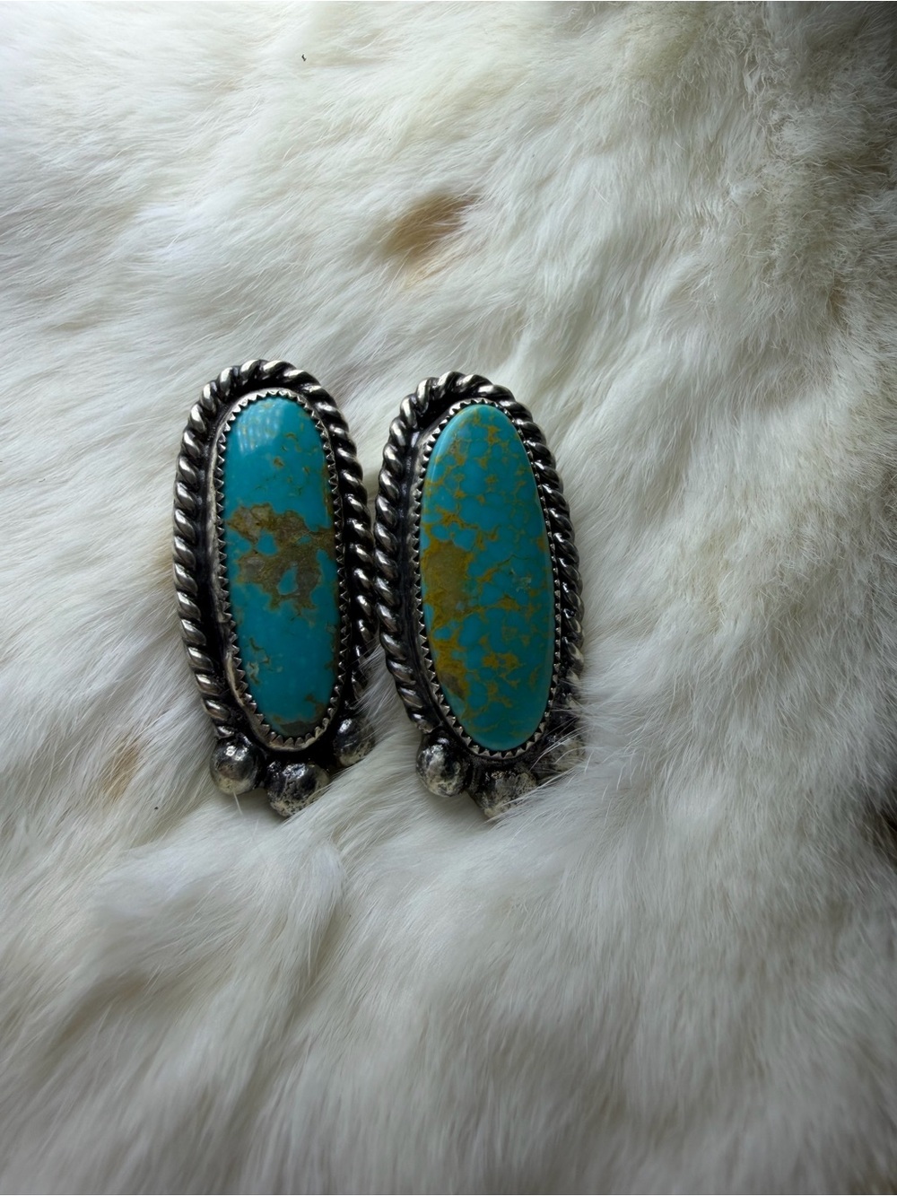 Turquoise Oval Silver Earrings